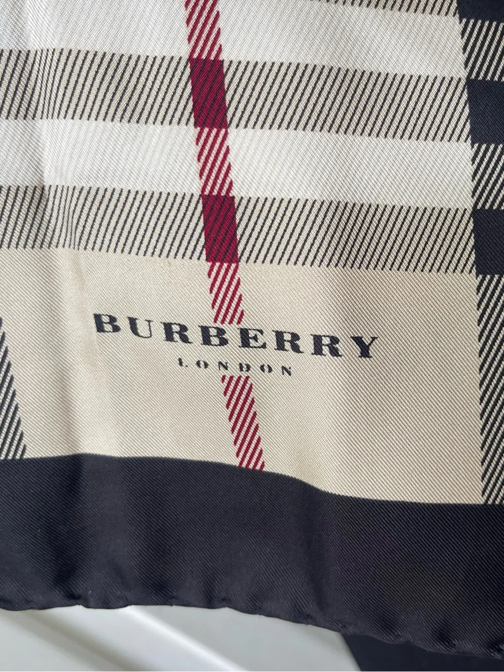 Burberry Beige Plaid Silk Scarf